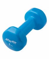 Гантель виниловая STARFIT DB-101 3 кг, синяя (1 шт.) 1/6