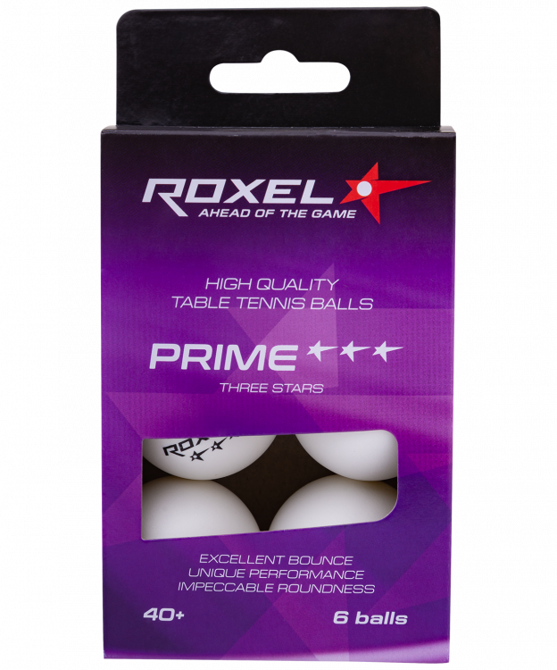 Мяч н/т Roxel 3* Prime, белый (6шт.)