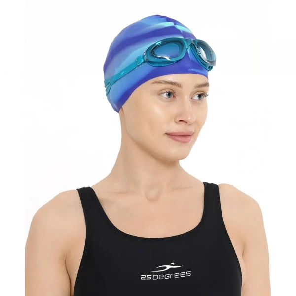 Шапочка для плавания 25DEGREES Helion Navy/green 25D21013A, силикон