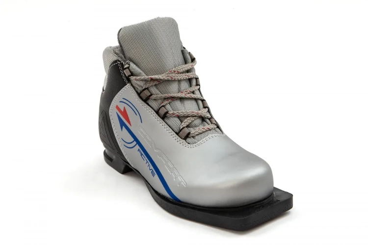 Ботинки лыжные 75 мм ACTIVE COMFORT (кожзам) СЕРЕБРО-ЧЕРНЫЙ